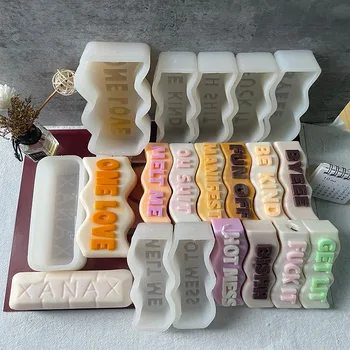 Custom DIY Wave Shape Letter Creative Candle Mold Unique Rectangle Vulgar Language Word Candle Silicone Mould