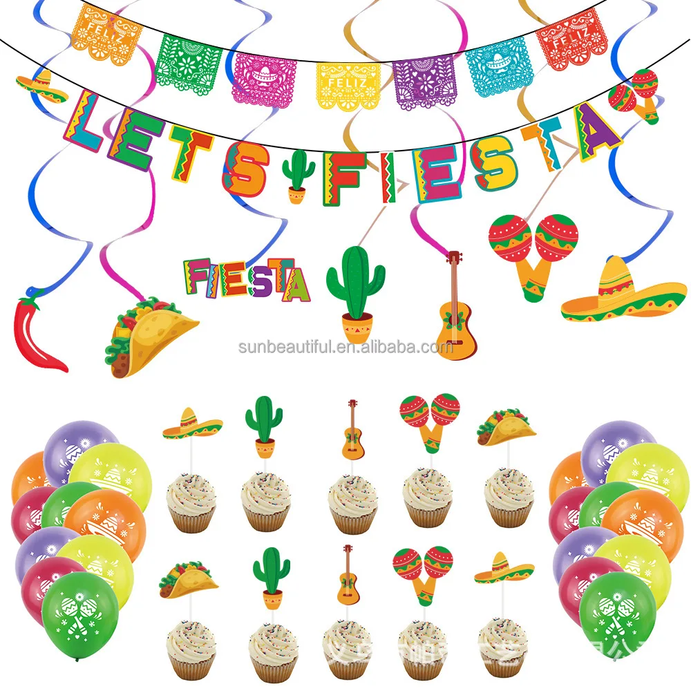 Customizable Mexican Carnival Themed Birthday Decorations Disposable ...