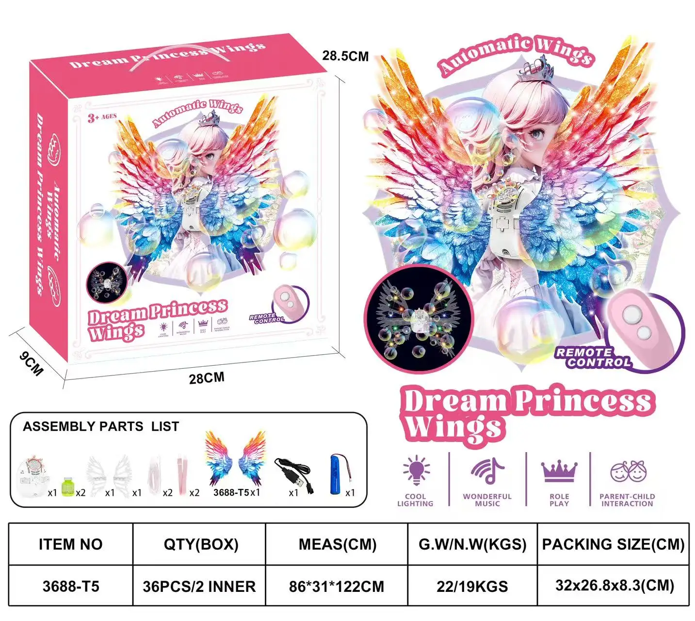 Butterfly Wings Electric Light Moving Music Angel Wings Kids Gift Birthday Party With Spray Can Blow Bubbles Toys