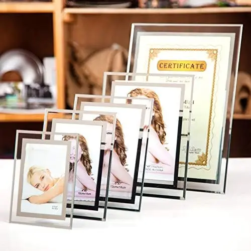 Custom Photo Frame Silver Picture Frame Glass Display Glass Photo Frame Crystal Photo Frame Customized Packing