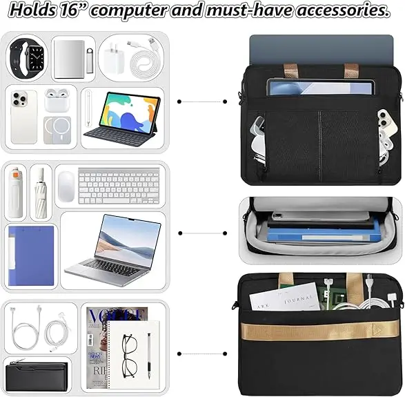 product laptop bag computer shoulder case for macbook travel storage big large messenger bag with 4 zipper pockets-32