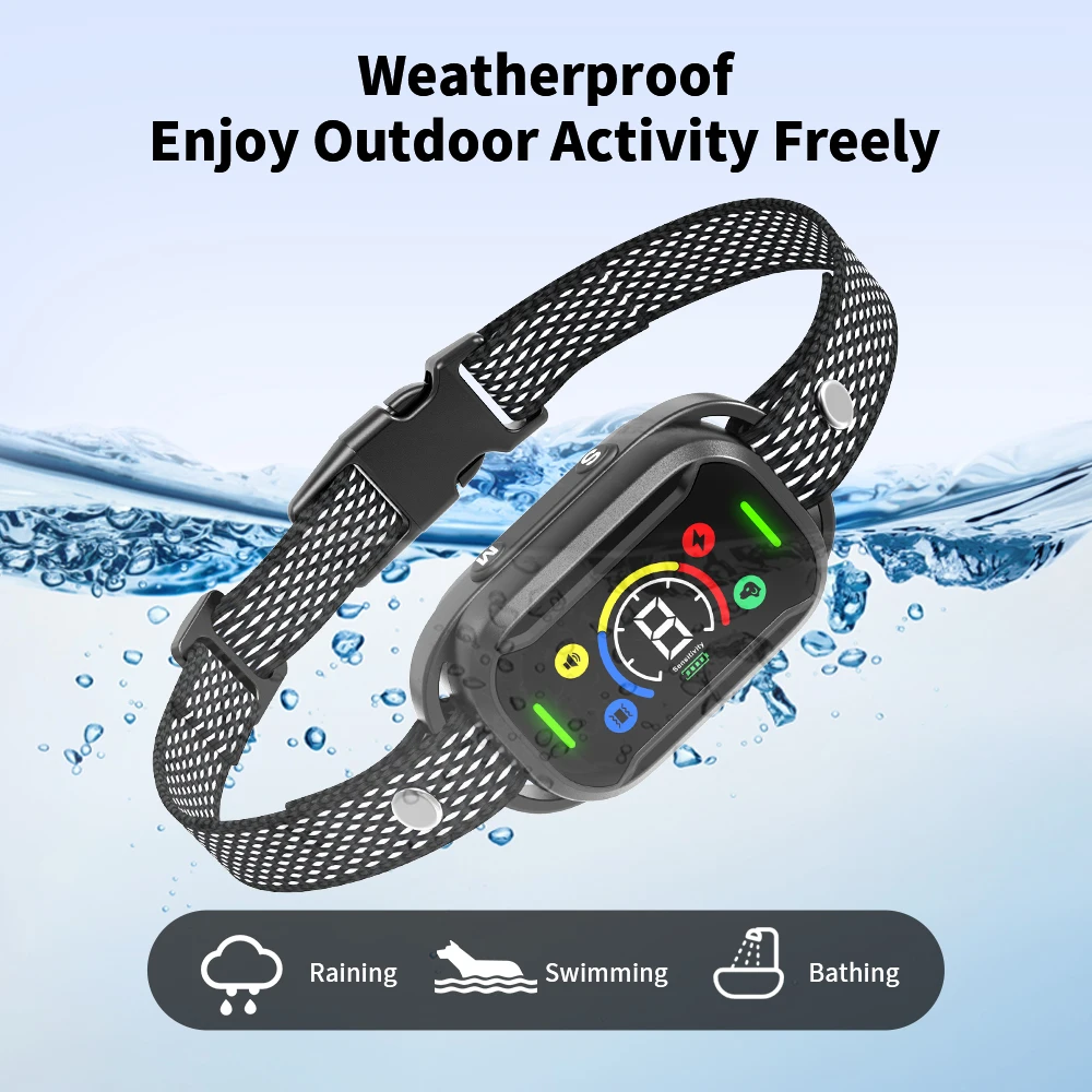TIZE New Product Patent Design Smart  Dog Anti Bark Collar Vibration Anti-bark Collar with Color Screen
