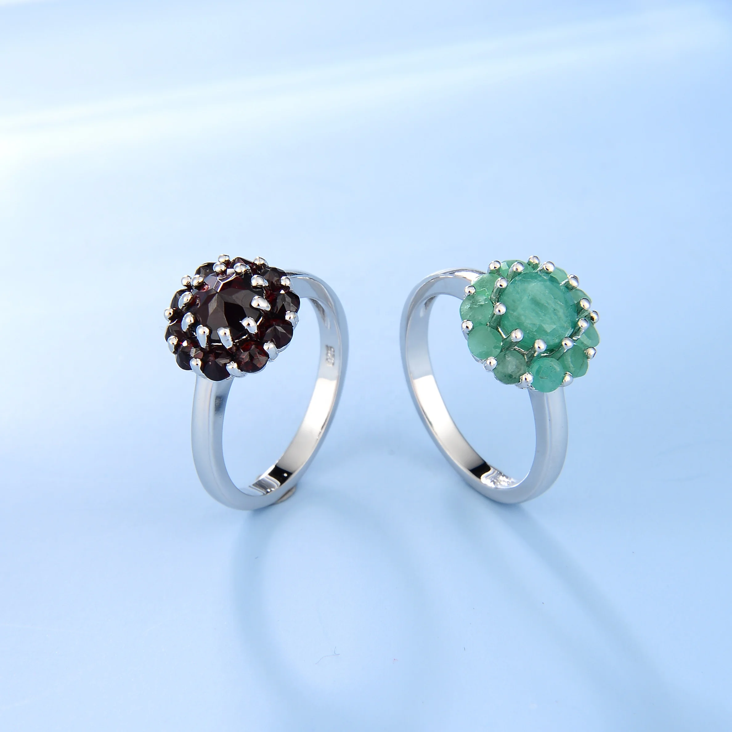 Abiding Jewelry Wholesale Cheap Jewelry Emerald Natural Gemstone Rings Solid 925 Silver Rings