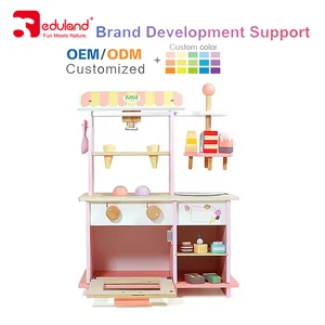High Quality Wooden Ice Cream Shop Toy Set for Kids for Pretend Play Kitchen & Food Toys