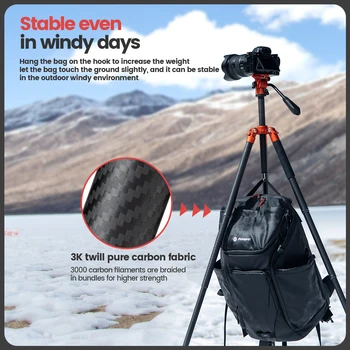 Tripod for Digital Camera Phone Suitable for Travel Camera Stand Phone Tripod Carbon Fiber Video Tripod Carbon Fiber detail image