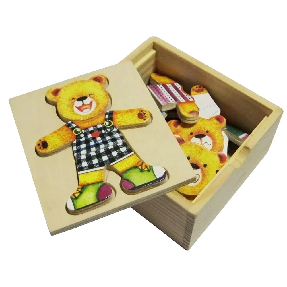 Children Wooden Bear Puzzle Box Pre 