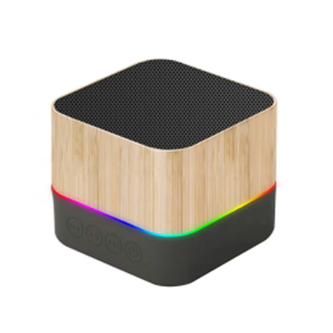 Custom Logo Mini Portable for Bluetooth Speakers 3W Powered RGB TF Card Slot Music Sound for Computer Mobile Phone Bamboo Design