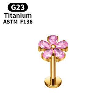 G23 Titanium 16G Piercing Flower Earrings Shinning CZ Screwback Ear Studs Tragus Cartilage Helix Conch Lobe Pierc Jewelry