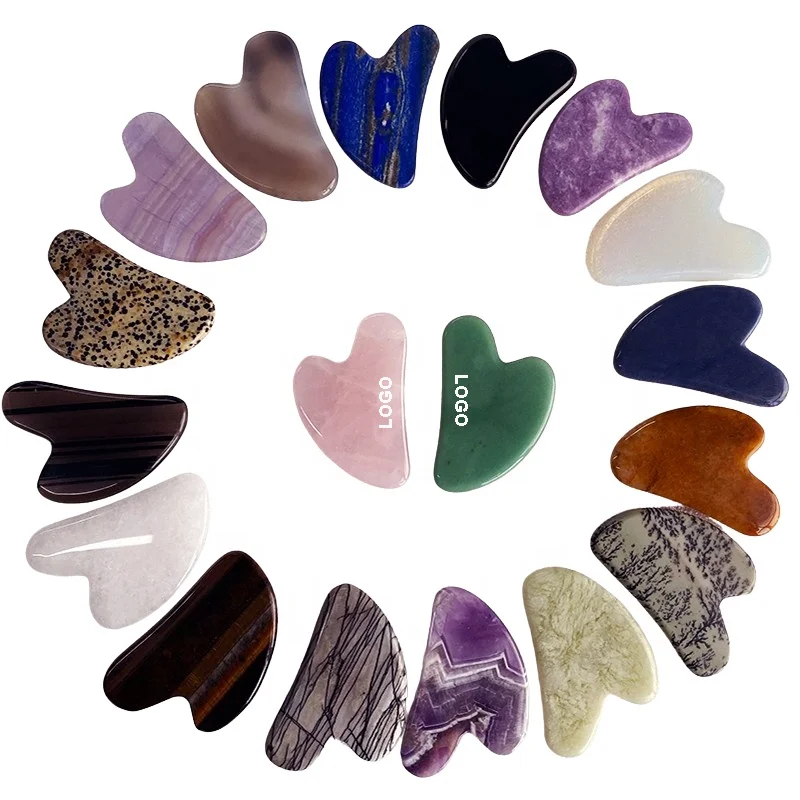 Массажер гуаша из натурального камня инструменты для массажа лица розовый кварц