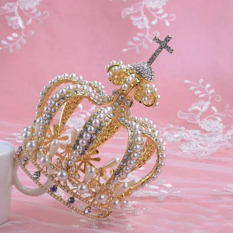 Genya Glorious Simulated Red Ruby Crystal Pageant Full Circle Crowns Bridal Gold Tiaras