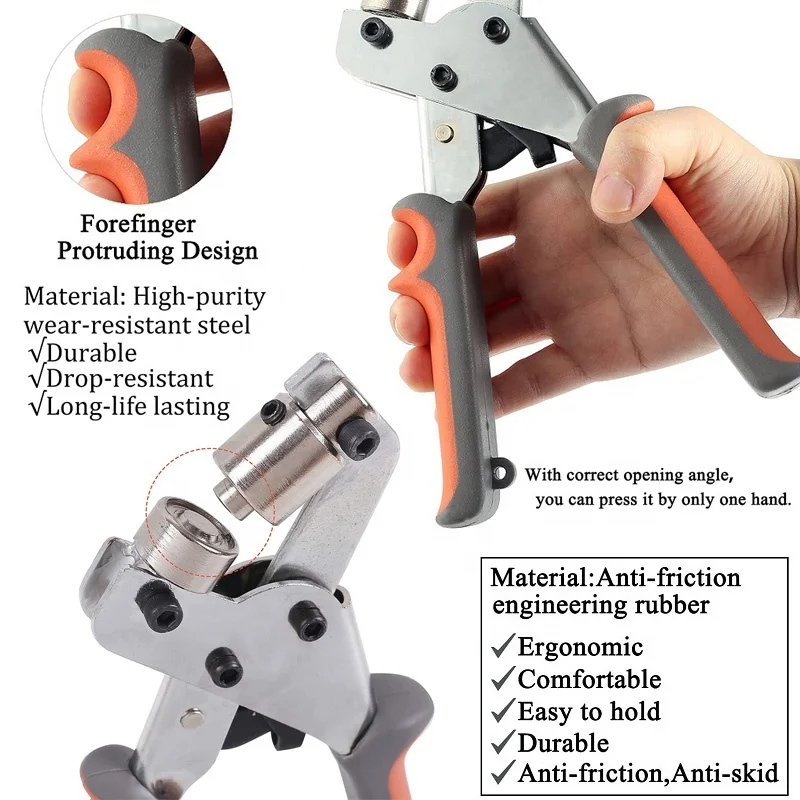 Lightweight Portable Handheld Manual Hand Press 10mm Eyelet Grommet Rivet Plier Punch Tool for Curtain Leather Advertising Cloth