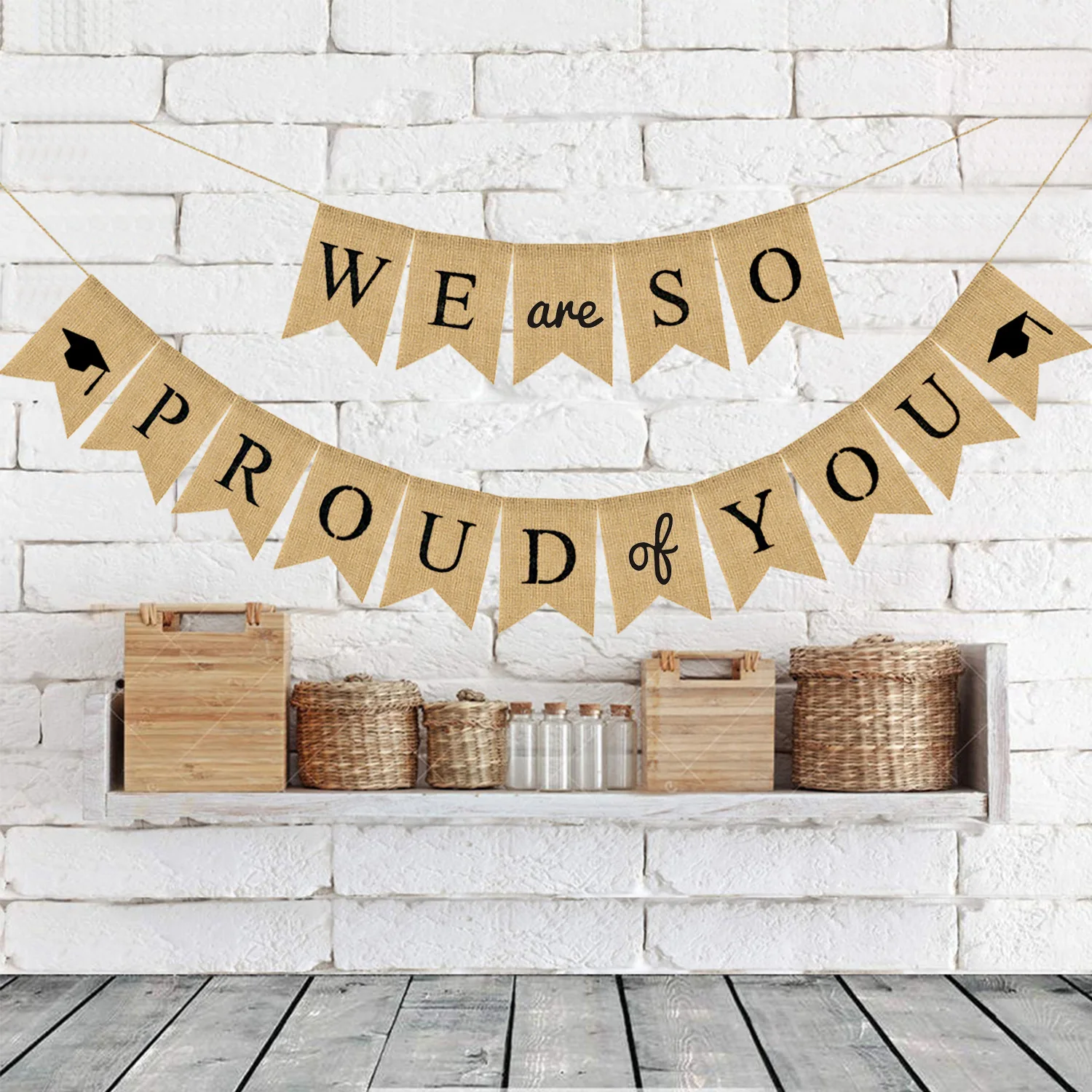 Graduation Banner 'We are so proud of you' honeycomb and tassels 