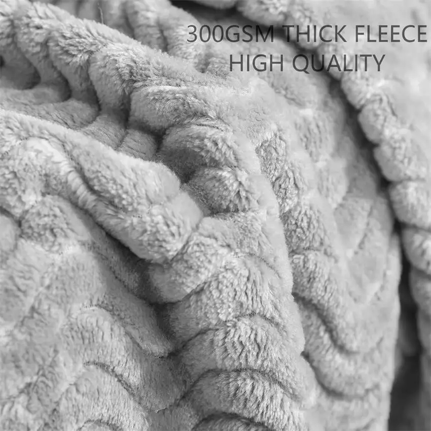 Ecofriend Jacquard Flannel Plaid Throw Blanket King Size Winter Fleece