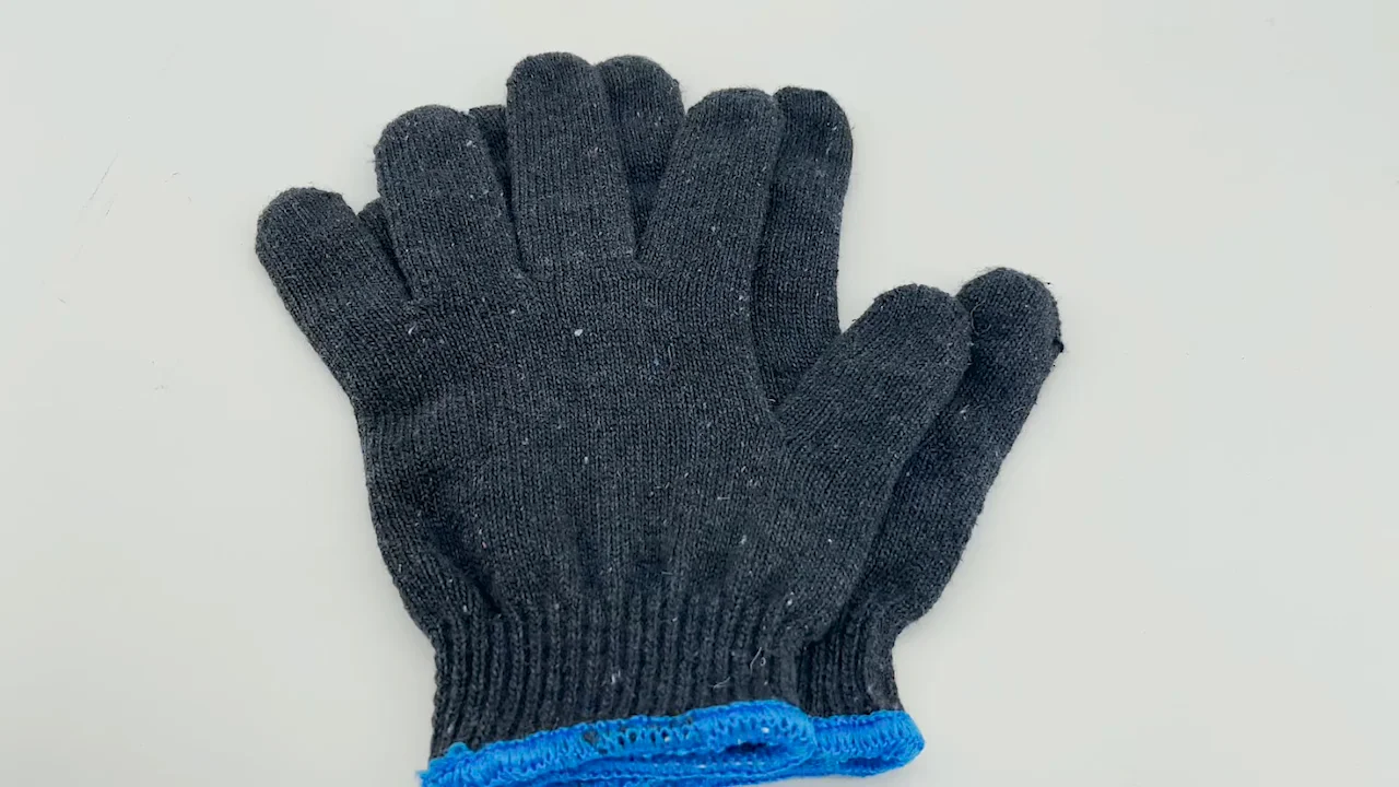 Black Cotton Yarn Knitted Gloves Construction Hand Thickening