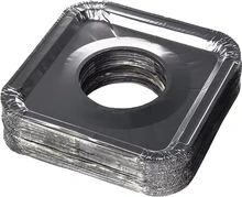 Disposable Aluminum Foil Square Gas Stove Burner Liners Tray-Type Protector to Catch Oil Grease Food Spills