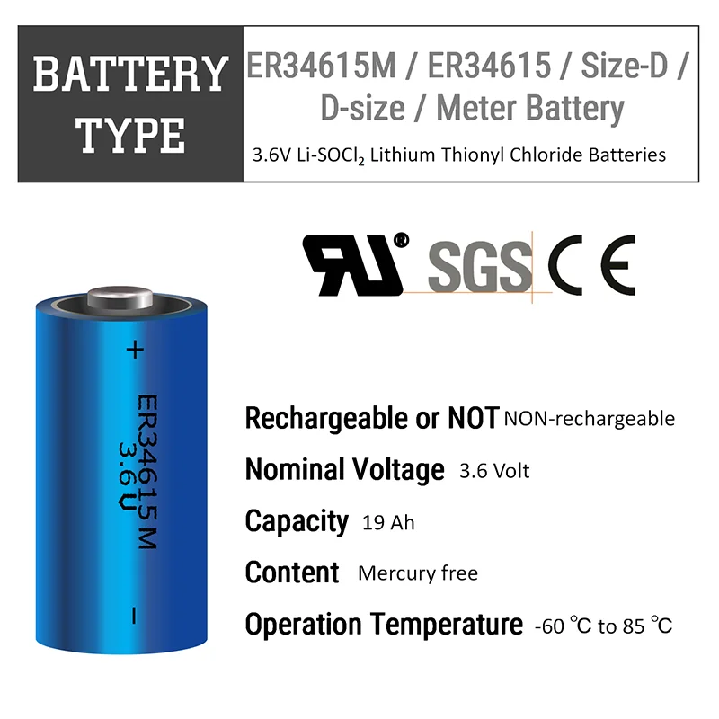 Lithium battery 3.6v ER34615M D