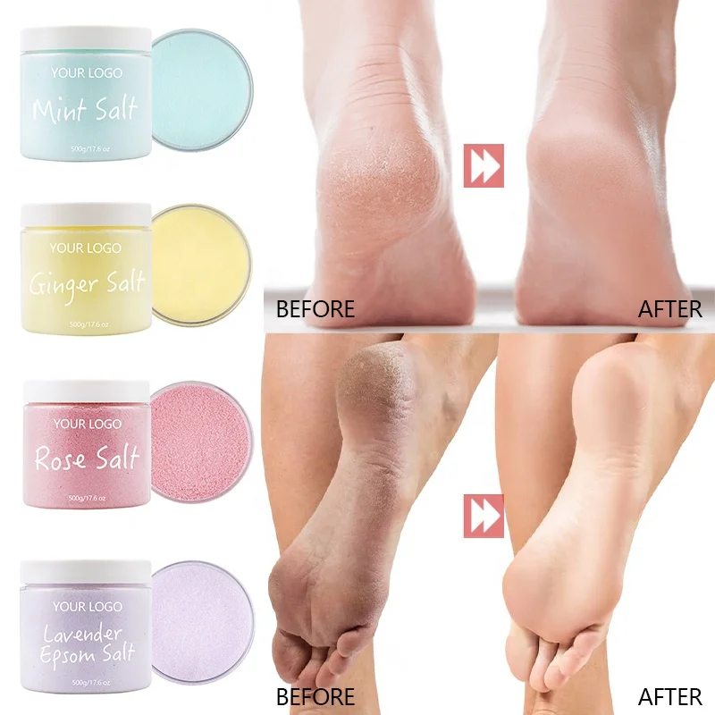Индивидуальные услуги по уходу за ногами, отшелушивающая розовая Лаванда, Эпсом, Соль Мертвого моря, соль для ванн для ног