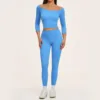 Azul, manga 3/4 + leggings