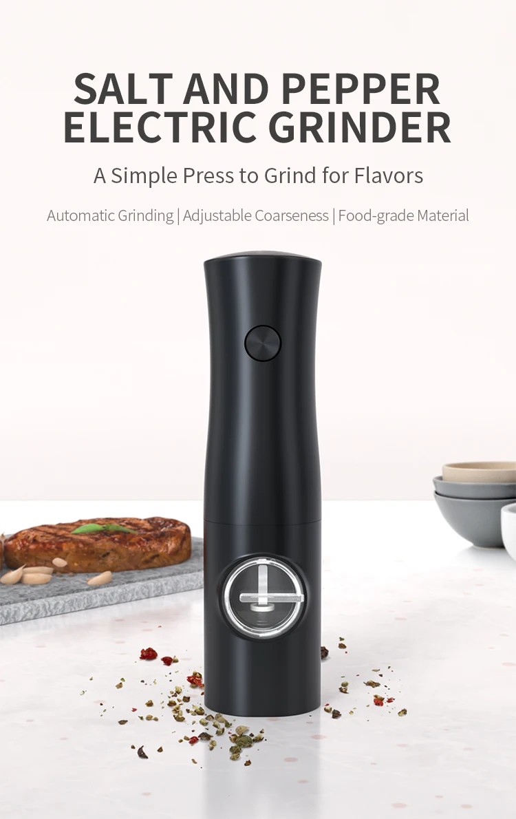 ABS Plastic and Metal Electric Function 70ml Storage Bins Wholesale Pepper and Salt Grinder with Box Packing