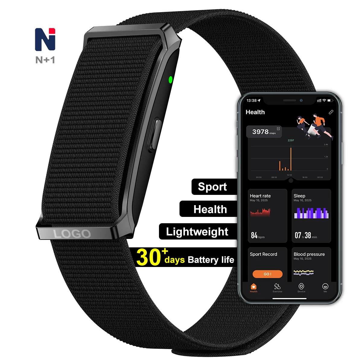 健康アクセサリー arisa Smart Bracelet - Lightweight and Waterproof Fitness Band