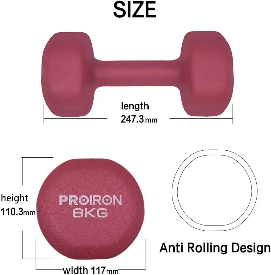 PROIRON 8KG Neoprene Dumbbell Weights - Adjustable & Eco PROIRON 8KG Neoprene Dumbbell Weights - Adjustable & Eco