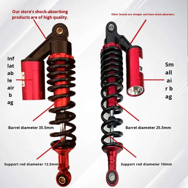 Heavy-Duty Electric Vehicle Rear Shock Absorber Thickened Hardened Motorcycle Airbag Hydraulic New Motorcycle Shock Absorber