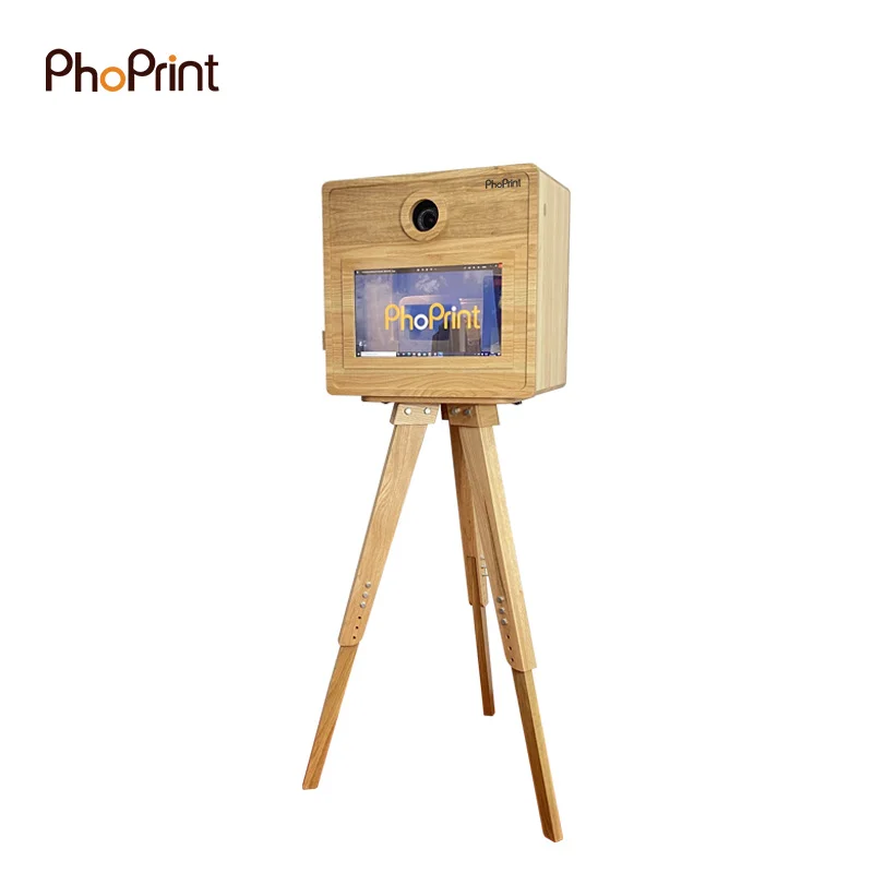 Phoprint Interactive Selfie Portable Dslr Wooden Vintage Photo Booth for Wedding and Party