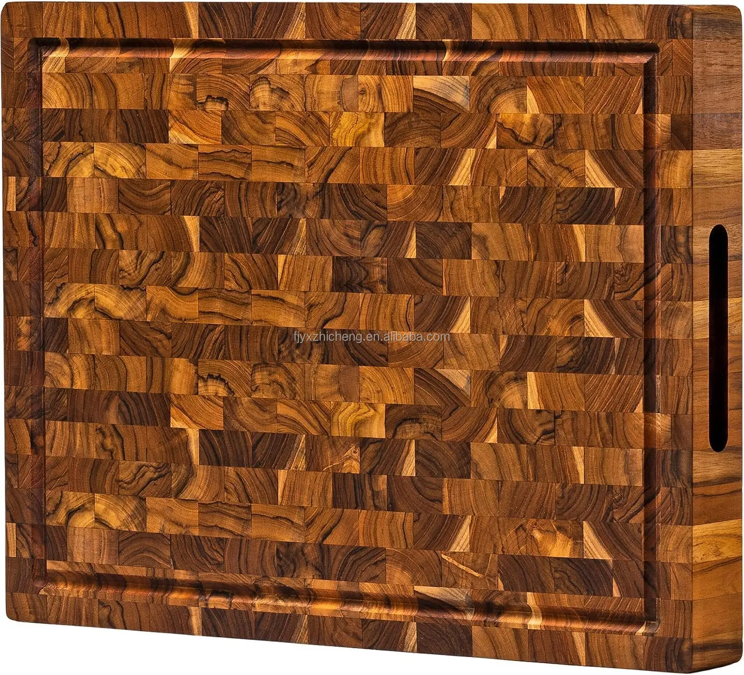 product wood end grain cutting board end grain butcher block with juice groove  handle premium kitchen prep board chopping block-0