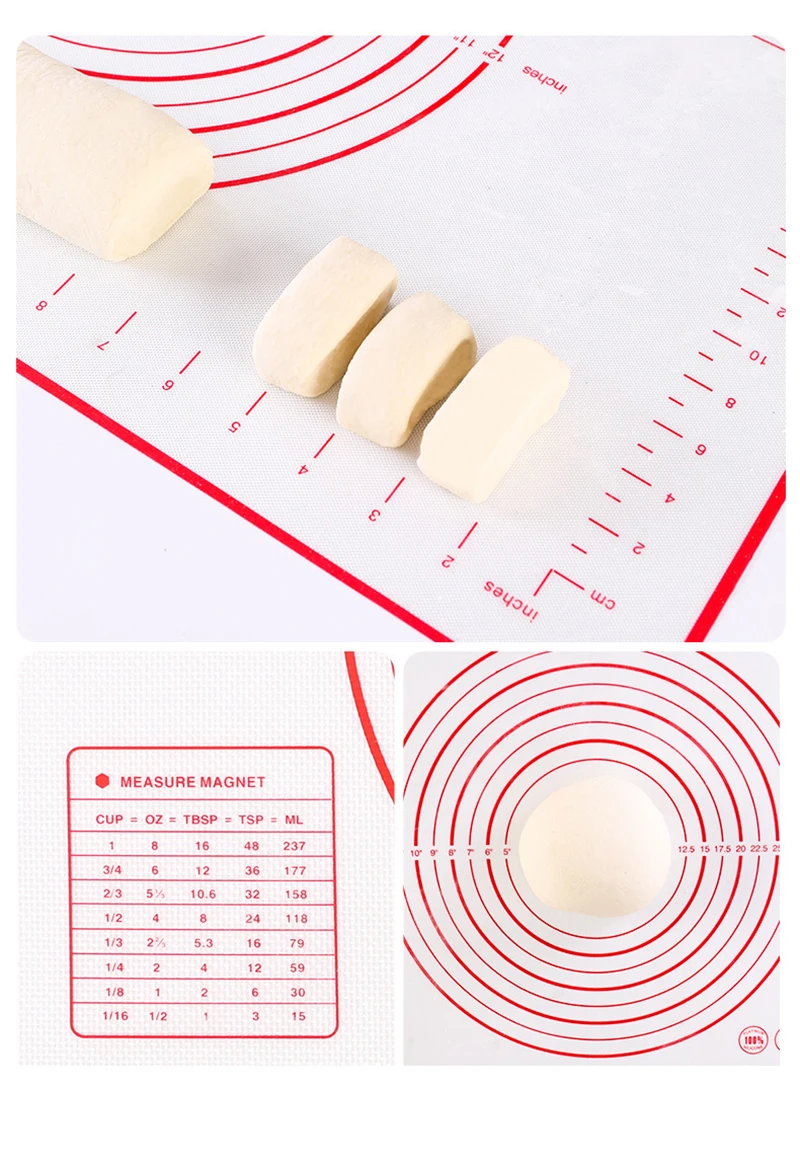 Non-Stick Silicone Baking Mat, Reusable Pastry Mat for Baking, Heat Resistant Dough Rolling Mat, Kitchen Bakeware Tool for Home