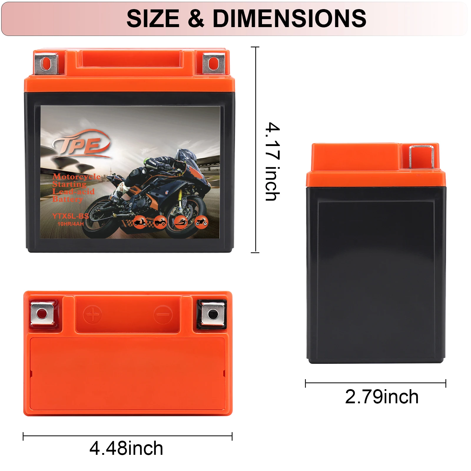 High Quality Motorcycle Battery TPE12V5AH YTX5L-BS Maintenance Free Long Life Lead Acid Battery factory