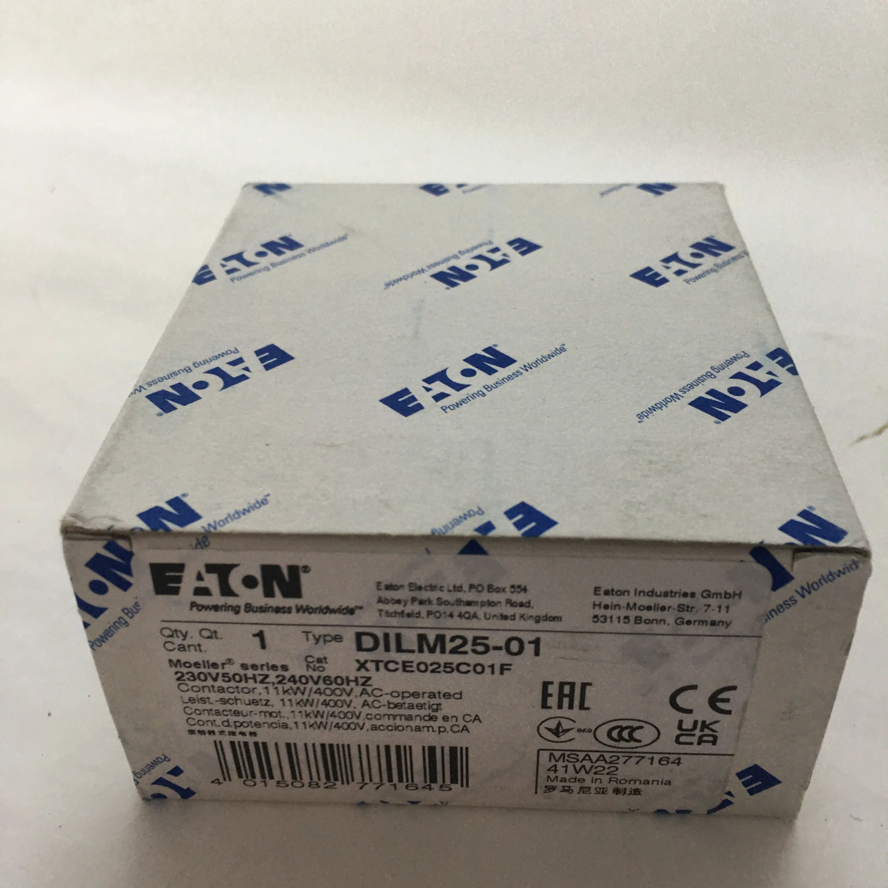 Eaton Contactor DILM25-01 XTCE025C01F