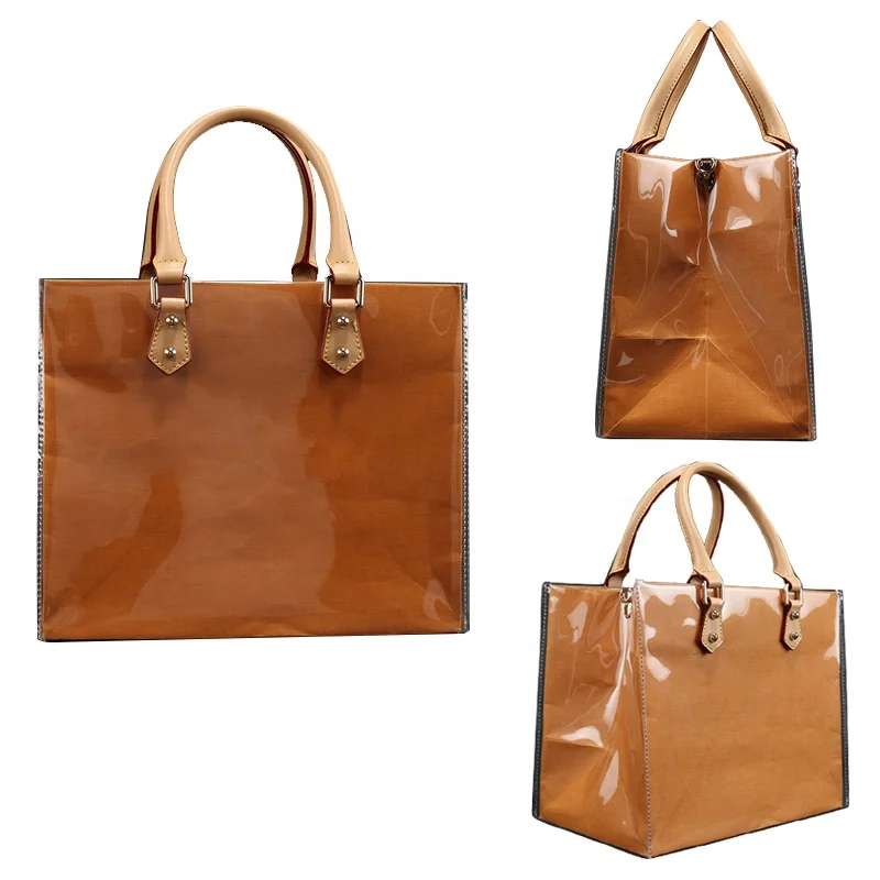 Wholesale fashion shopping women hand bags custom logo luxury paper bag  ladies DIY kit pvc tote bags From m.