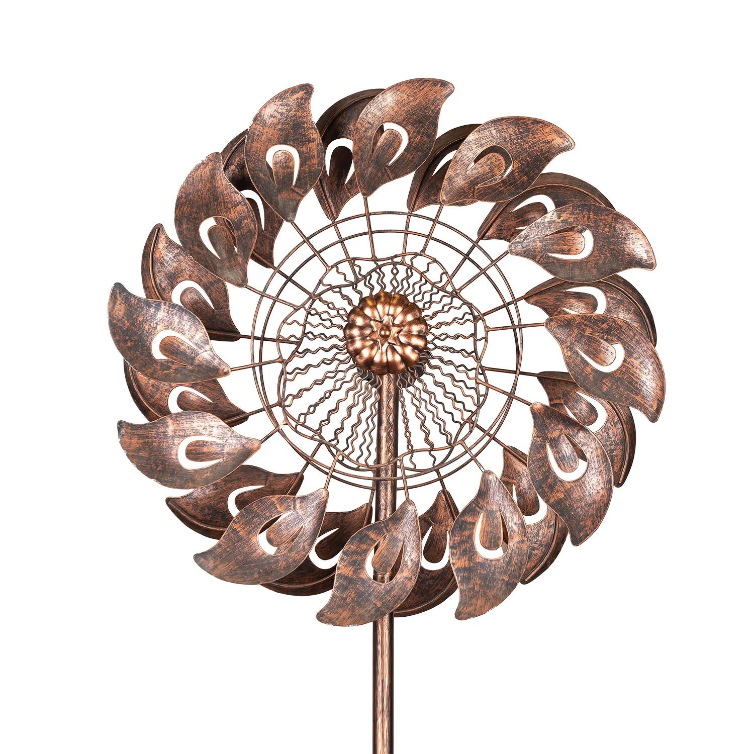 Metal Peacock Feathers Wind Spinner Copper Double Wind Spinner