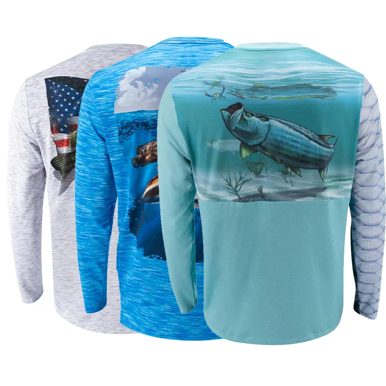 Custom Logo Back Pattern Design Dye Sublimated Stay Cool Versatile Stylish Long Sleeve Fishing T Shirt