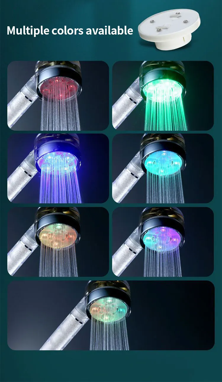 3 Colors Led Color Changing Shower Head Temperature Led Showerhead