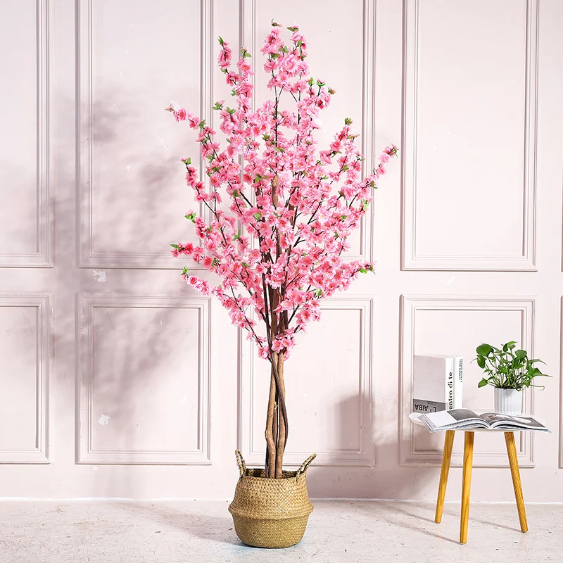Custom 168CM Height Peach Blossom Tree Artificial Peach Blossom Flower Tree Silk Flower Tree