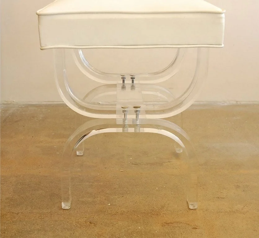 Modern Lucite Vanity Bench with PU Cushion
