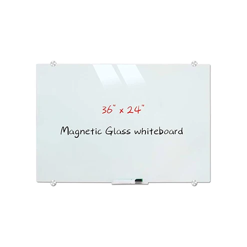 24 X 18 Inches Magnetic Glass Dry Erase Board Wall Mounted Frameless Office School Home Whiteboard Tempered