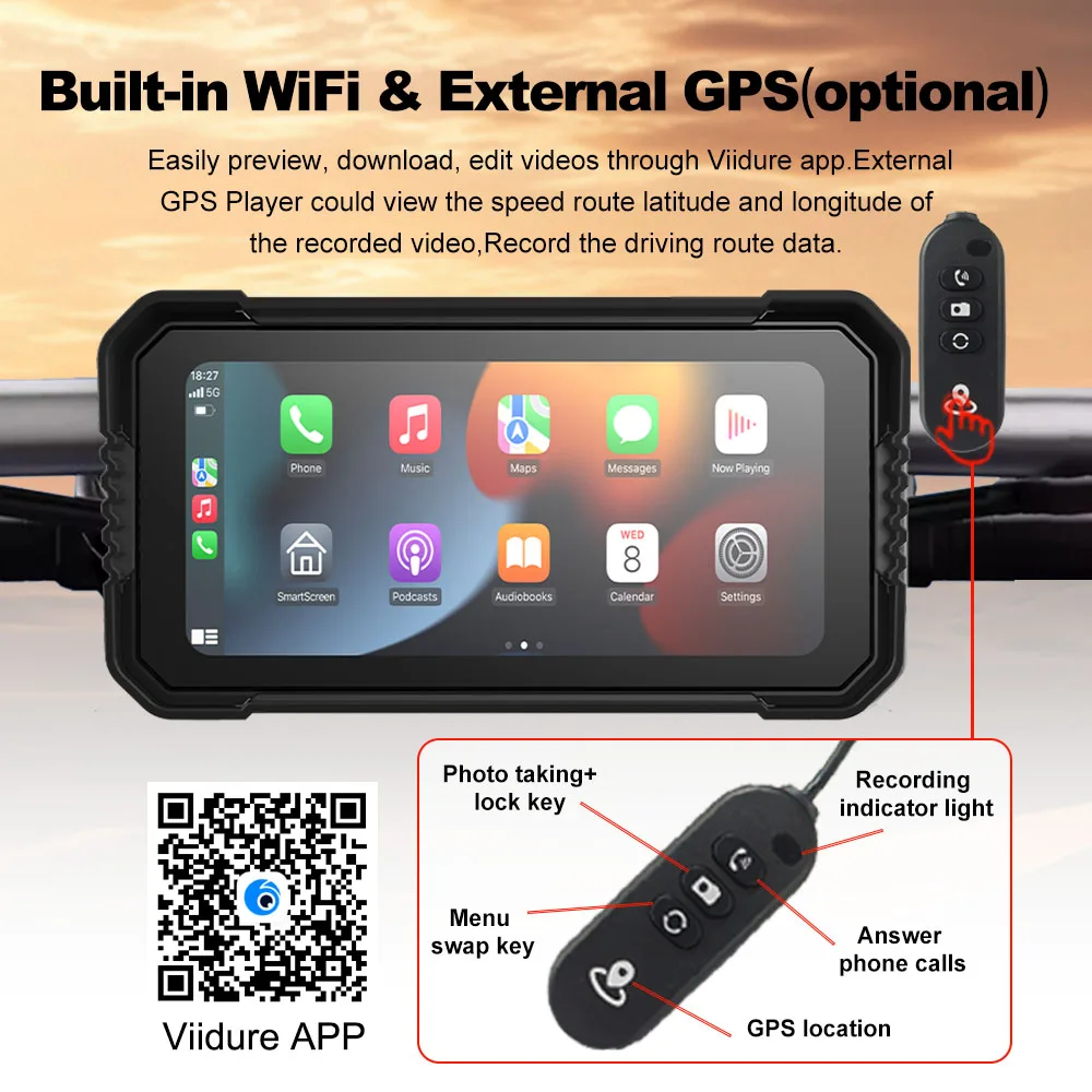 6.25'' CarPlay Motorcycle GPS Monitor ZC15 - Wireless CarPlay