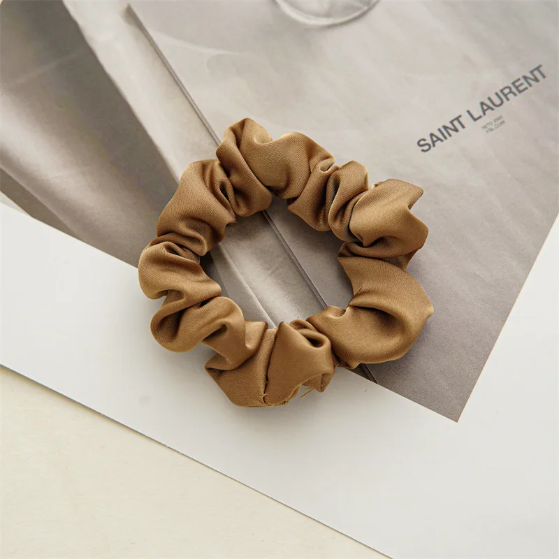 French Style Simple Skinny Scrunchies Hair Ties Pure Color Satin Fabric Elastic Hair Accessories