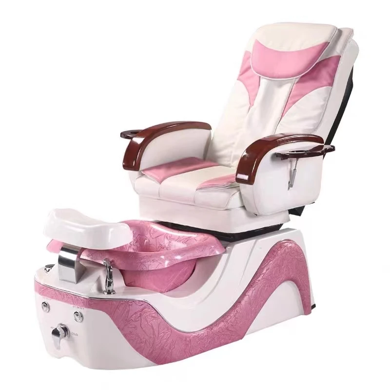 No Plumbing Luxurious Pink Princess Throne Spa King Pedicure Chair Automatic Drainage Hot/Cold Water Multi-Angle Backrest for