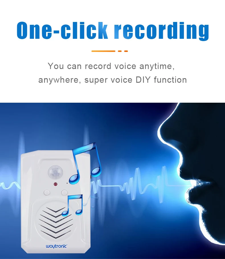 High Sensitivity PIR Motion Sensor Alarm Voice Player Wireless Home Security Alarm System with Recordable Sound