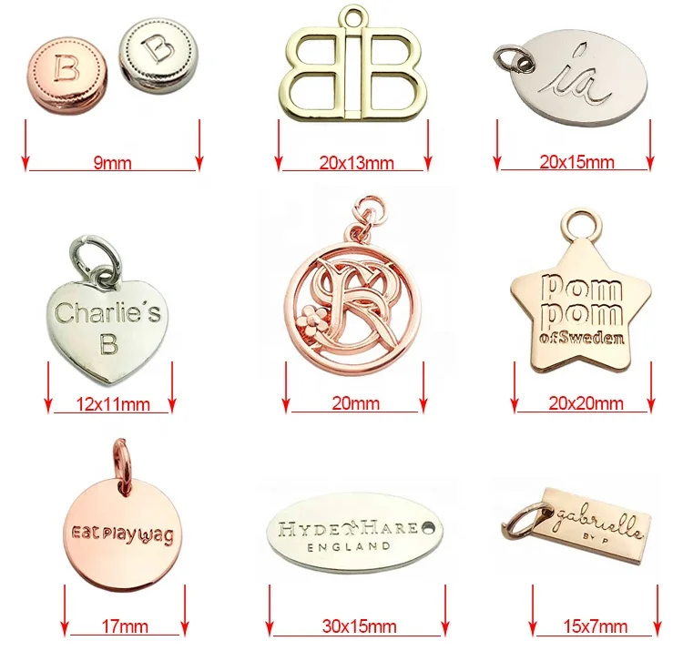 Personalized Embossed logo Heart Shaped Custom Engraved Jewelry Tags for Bracelet