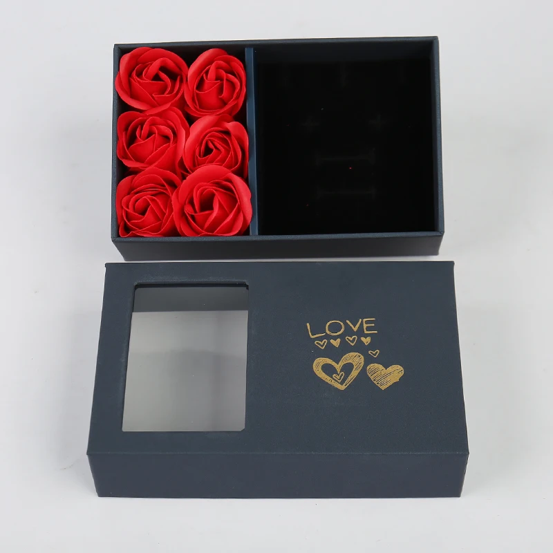 product valentines day custom jewelry gift box set gold foil embossing with uv advantage including ring paper bag and soap rose-39