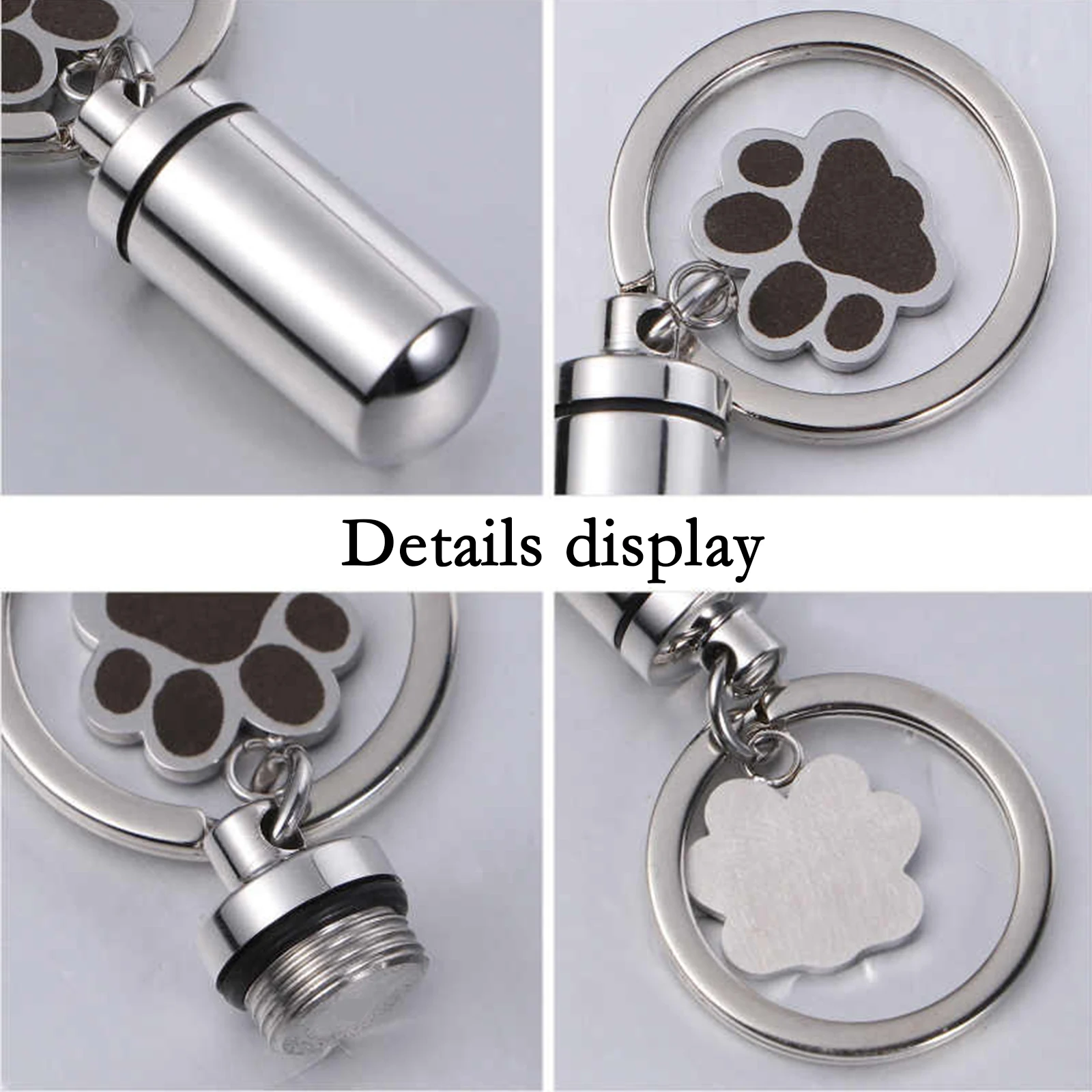 Personalized Cylinder with Wing Paw Cremation Urn Keychain Pendant  Memorial Ashes Keyring Keepsake Jewelry Gift for Women Men