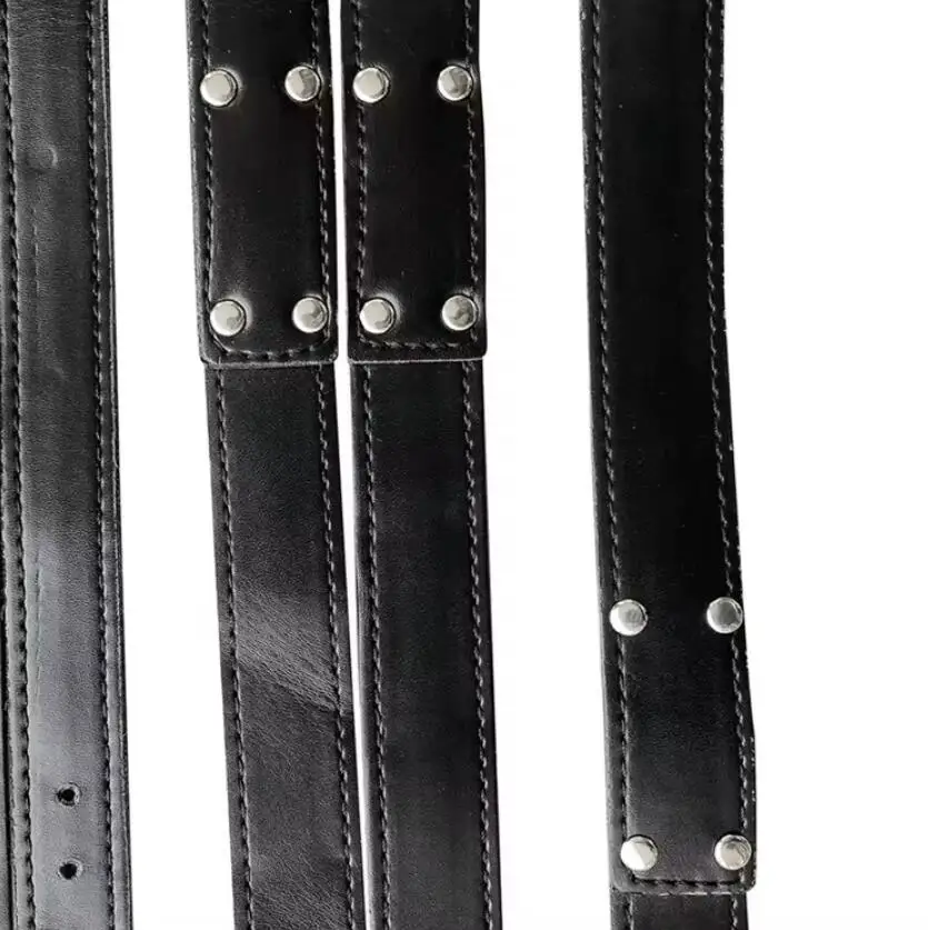 7 PCS/Set Body Combination Restraint Leather Belt Adults BDSM Sex Toys for Woman Bondage Restraint Straps SM Binding Kit Black%