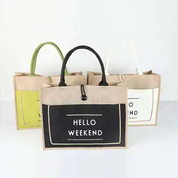 High Quality Eco Friendly Jute Tote Bag OEM Customized logo Printing promotional Tote Shopping Bag