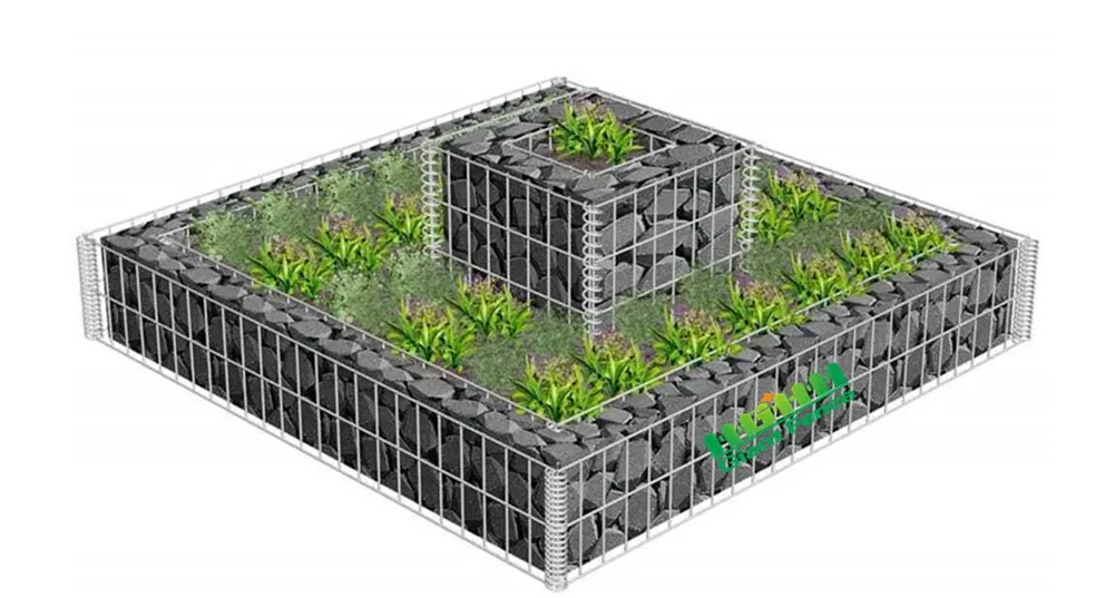 Easy Installation Galvanized Wire Mesh Gabion Stone Basket Welded Mesh Farm Fence Gate Protection-Iron Steel Frame Coated Fence