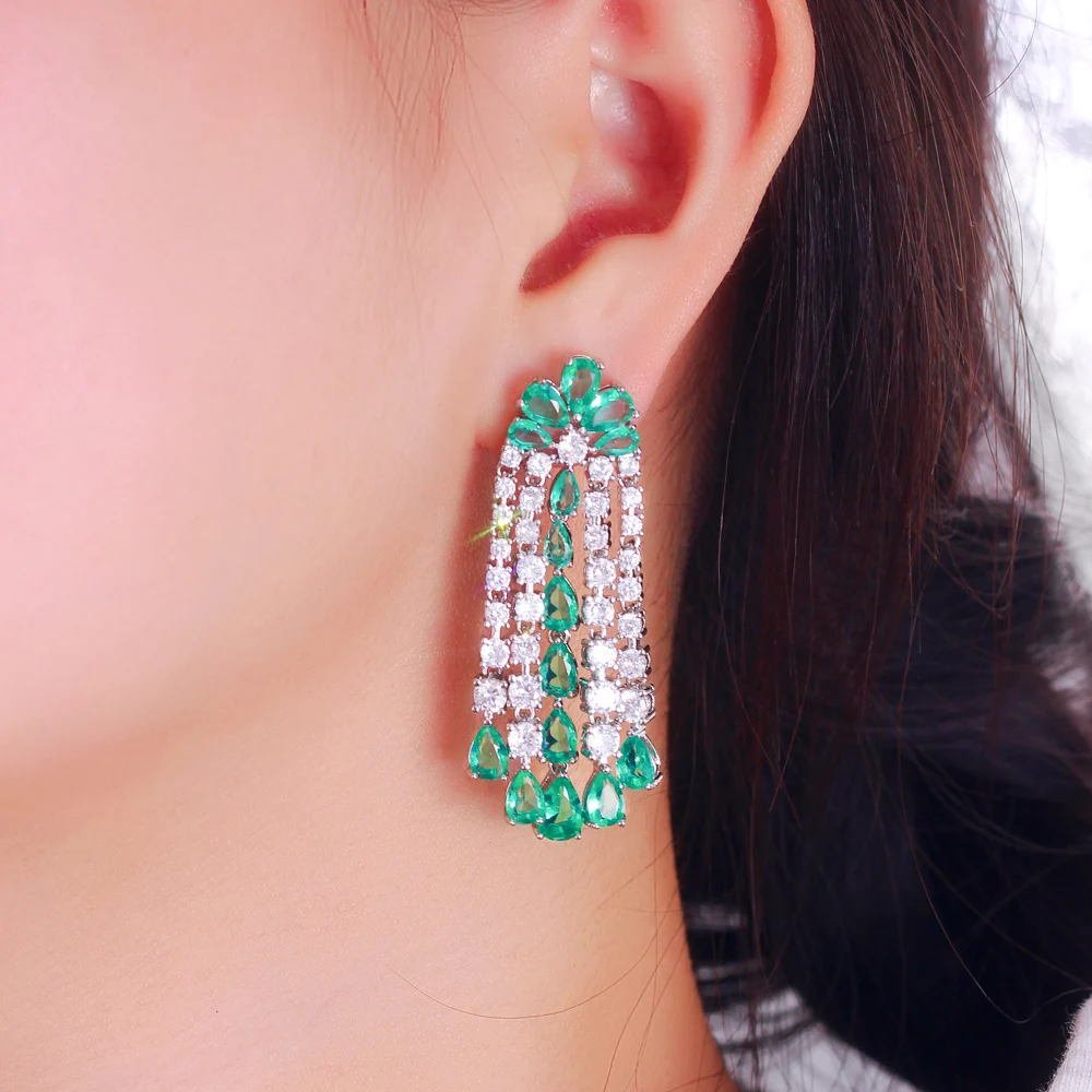 earrings for light green dress KARATCART Gold Plated Polki Dangler Light Green Earrings for Women main image 0