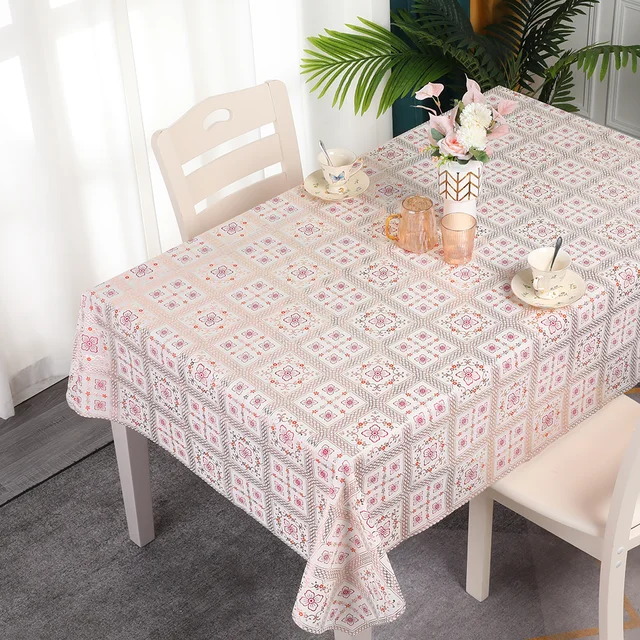 Hot sales lace rectangle tablecloth reusable plastic table cloth Luxury Plastic table runner